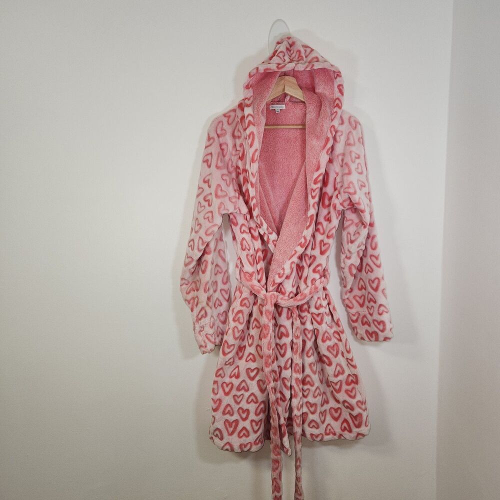 Vera Bradley Pink Hearts Hooded Fleece Robe L/XL